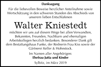 Traueranzeige von Walter Kniestedt von Mitteldeutsche Zeitung Halle/Saalkreis