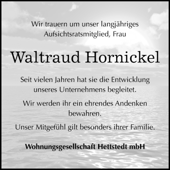 Traueranzeige von Waltraud Hornickel von Mitteldeutsche Zeitung