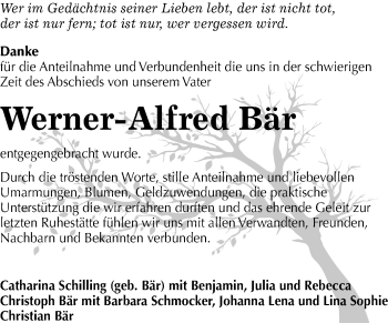 Traueranzeige von Werner-Alfred Bär von Mitteldeutsche Zeitung
