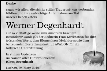 Traueranzeige von Werner Degenhardt von Mitteldeutsche Zeitung