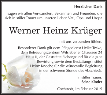 Traueranzeige von Werner Heinz Krüger von Mitteldeutsche Zeitung