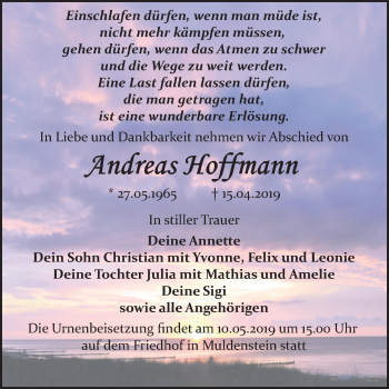 Traueranzeige von Andreas Hoffmann von Mitteldeutsche Zeitung Bitterfeld