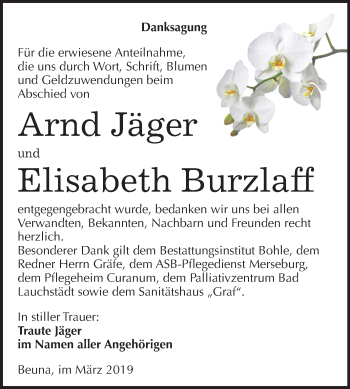 Traueranzeige von Arnd und Elisabeth  von Mitteldeutsche Zeitung Merseburg/Querfurt