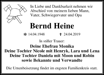 Traueranzeige von Bernd Heine von Mitteldeutsche Zeitung
