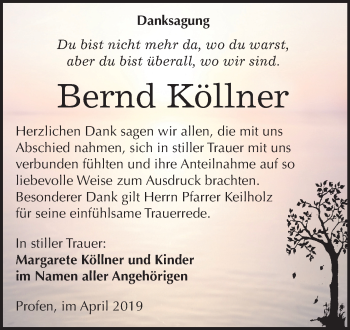 Traueranzeige von Bernd Köllner von Mitteldeutsche Zeitung Zeitz