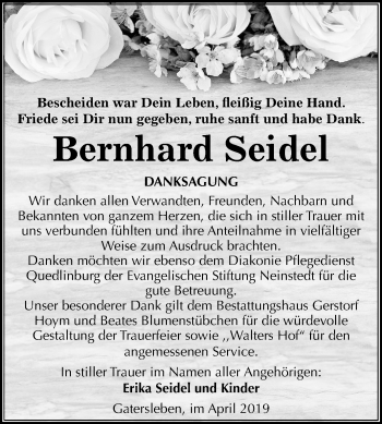 Traueranzeige von Bernhard Seidel von Mitteldeutsche Zeitung