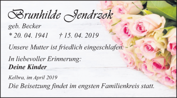 Traueranzeige von Brunhilde Jendrzol von Mitteldeutsche Zeitung Sangerhausen