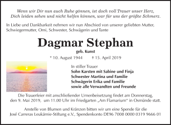 Traueranzeige von Dagmar Stephan von Mitteldeutsche Zeitung