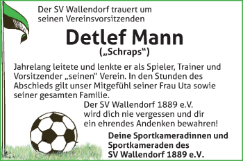Traueranzeige von Detlef Mann von Mitteldeutsche Zeitung Merseburg/Querfurt