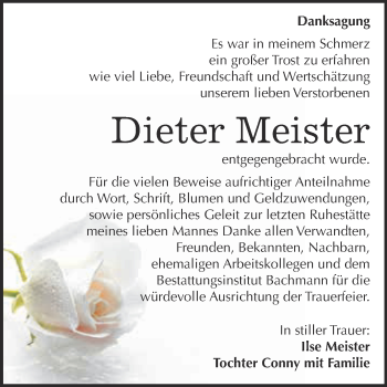 Traueranzeige von Dieter Meister von WVG - Wochenspiegel Dessau / Köthen