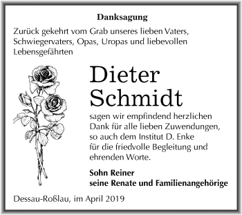 Traueranzeige von Dieter Schmidt von Mitteldeutsche Zeitung Dessau-Roßlau