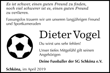 Traueranzeige von Dieter Vogel von Mitteldeutsche Zeitung Wittenberg