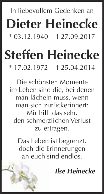 Traueranzeige von Dieter und Steffen Heinecke von WVG - Wochenspiegel Dessau / Köthen