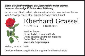 Traueranzeige von Eberhard Grassel von Mitteldeutsche Zeitung