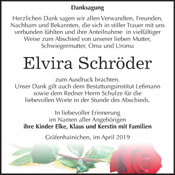 Traueranzeige von Elvira Schröder von Mitteldeutsche Zeitung Wittenberg