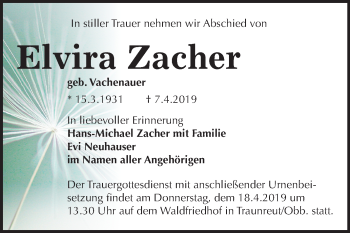 Traueranzeige von Elvira Zacher von Mitteldeutsche Zeitung Halle/Saalkreis