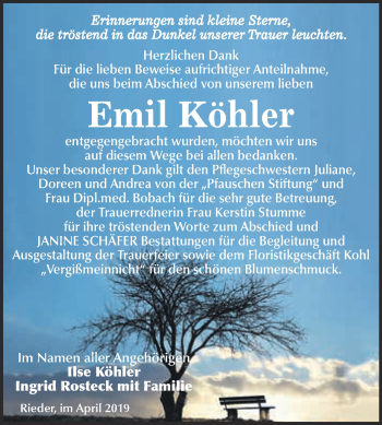 Traueranzeige von Emil Köhler von Super Sonntag Quedlinburg