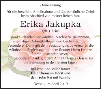 Traueranzeige von Erika Jakupka von Mitteldeutsche Zeitung