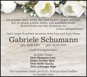 Traueranzeige von Gabriele Schumann von Mitteldeutsche Zeitung