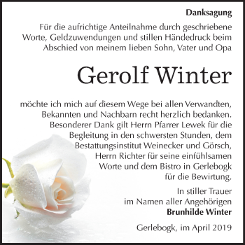 Traueranzeige von Gerolf Winter von Mitteldeutsche Zeitung Bernburg