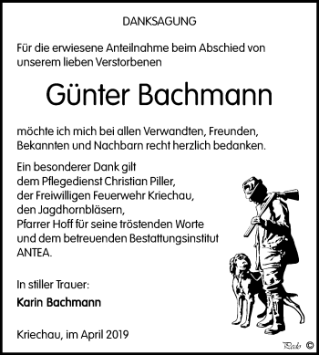 Traueranzeige von Günter Bachmann von WVG - Wochenspiegel NMB / WSF / ZTZ