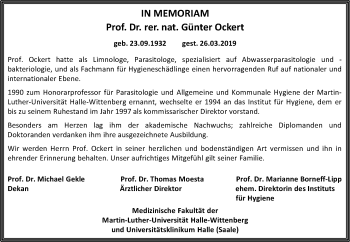 Traueranzeige von Günter Ockert von Mitteldeutsche Zeitung Halle/Saalkreis