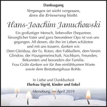 Traueranzeige von Hans-Joachim Januchowski von Mitteldeutsche Zeitung Merseburg/Querfurt