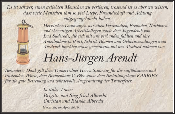 Traueranzeige von Hans-Jürgen Arendt von WVG - Wochenspiegel Quedlinburg