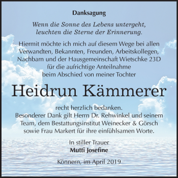 Traueranzeige von Heidrun Kämmerer von Mitteldeutsche Zeitung Bernburg