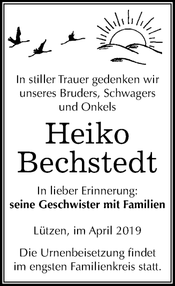 Traueranzeige von Heiko Bechstedt von Mitteldeutsche Zeitung