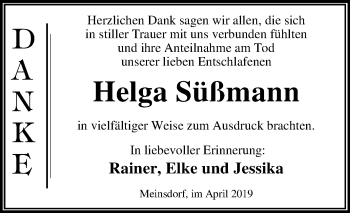 Traueranzeige von Helga Süßmann von WVG - Wochenspiegel Dessau / Köthen