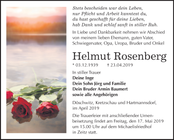 Traueranzeige von Helmut Rosenberg von Mitteldeutsche Zeitung