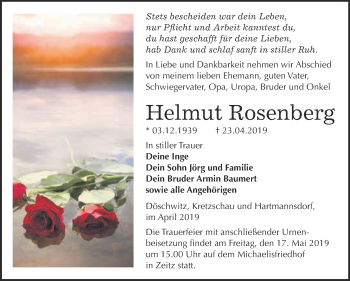 Traueranzeige von Helmut Rosenberg von WVG - Wochenspiegel NMB / WSF / ZTZ