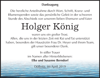 Traueranzeige von Holger König von Mitteldeutsche Zeitung Merseburg/Querfurt
