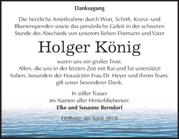 Traueranzeige von Holger König von WVG - Wochenspiegel Merseburg