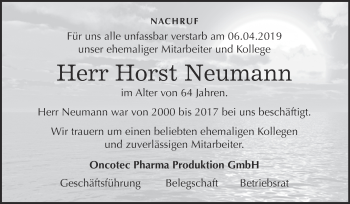 Traueranzeige von Horst Neumann von Super Sonntag Dessau / Köthen