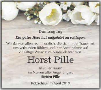 Traueranzeige von Horst Pille von Super Sonntag Merseburg