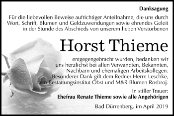 Traueranzeige von Horst Thieme von Mitteldeutsche Zeitung Merseburg/Querfurt