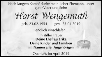 Traueranzeige von Horst Wengemuth von Mitteldeutsche Zeitung