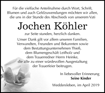 Traueranzeige von Jochen Köhler von Mitteldeutsche Zeitung
