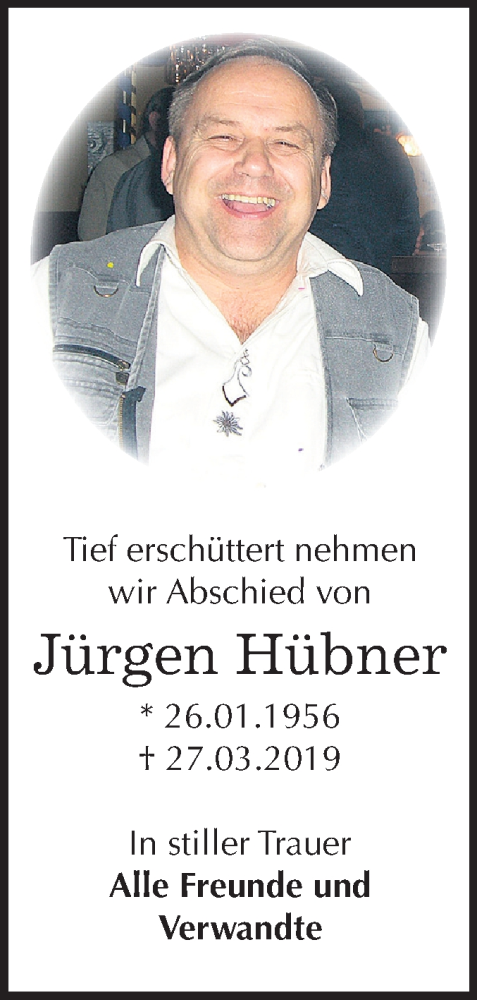  Traueranzeige für Jürgen Hübner vom 06.04.2019 aus Mitteldeutsche Zeitung Dessau-Roßlau