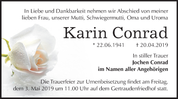 Traueranzeige von Karin Conrad von Mitteldeutsche Zeitung