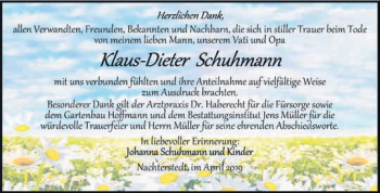 Traueranzeige von Klaus-Dieter Schuhmann von Super Sonntag Aschersleben