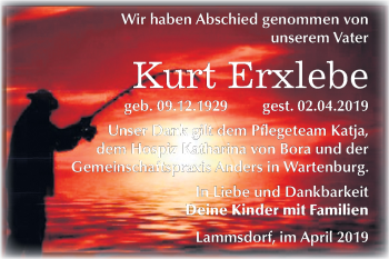 Traueranzeige von Kurt Erxlebe von Mitteldeutsche Zeitung