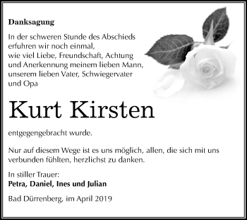 Traueranzeige von Kurt Kirsten von Mitteldeutsche Zeitung