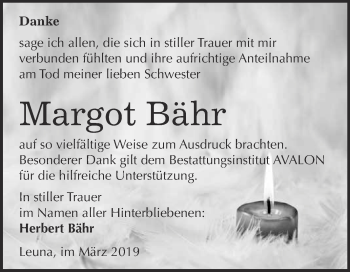 Traueranzeige von Margot Bähr von WVG - Wochenspiegel Merseburg