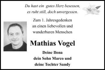 Traueranzeige von Mathias Vogel von Mitteldeutsche Zeitung Bitterfeld