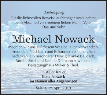 Traueranzeige von Michael Nowack von Mitteldeutsche Zeitung Zeitz