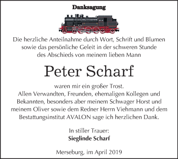 Traueranzeige von Peter Scharf von Mitteldeutsche Zeitung Merseburg/Querfurt