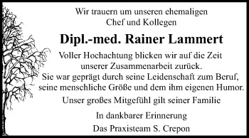 Traueranzeige von Rainer Lammert von Mitteldeutsche Zeitung